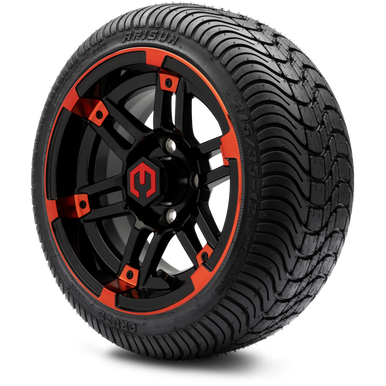 MODZ® 12" Aftershock Red and Black Wheels & Street Tires Combo