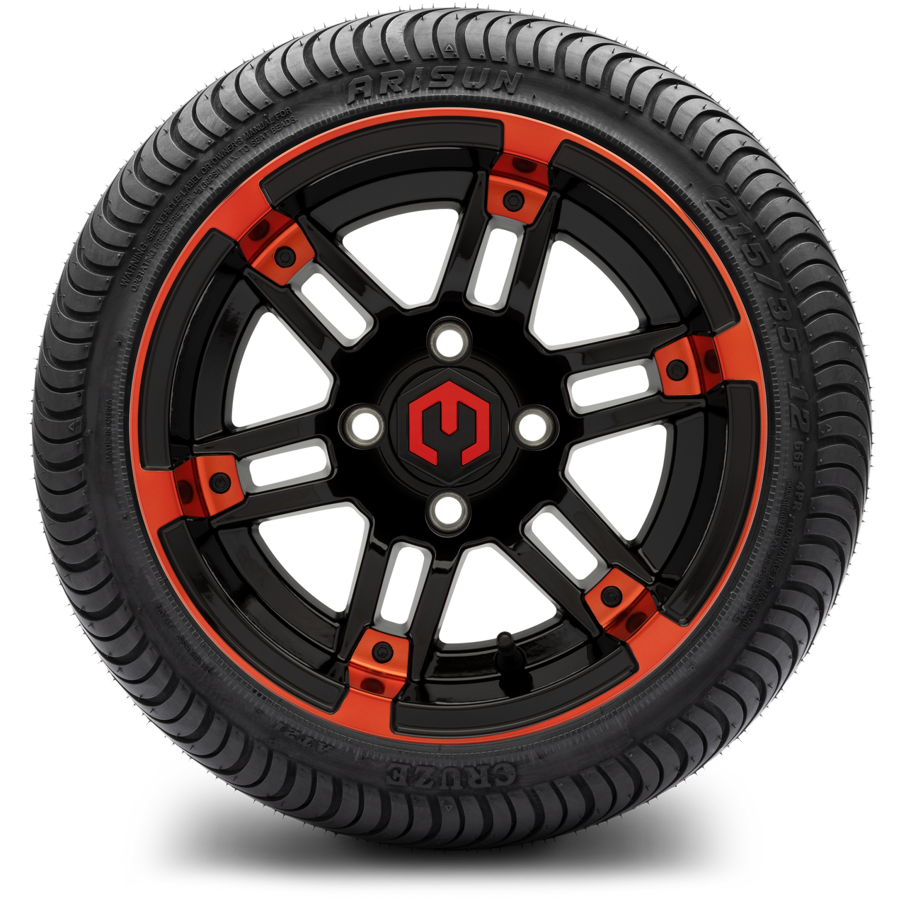 MODZ® 12" Aftershock Red and Black Wheels & Street Tires Combo