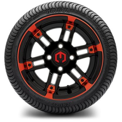 MODZ® 12" Aftershock Red and Black Wheels & Street Tires Combo