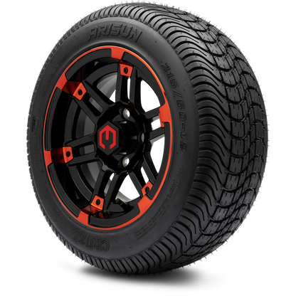 MODZ® 12" Aftershock Red and Black Wheels & Street Tires Combo