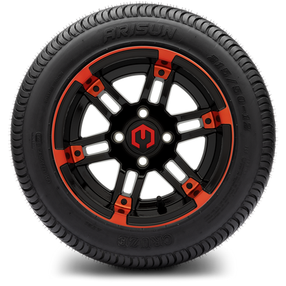 MODZ® 12" Aftershock Red and Black Wheels & Street Tires Combo