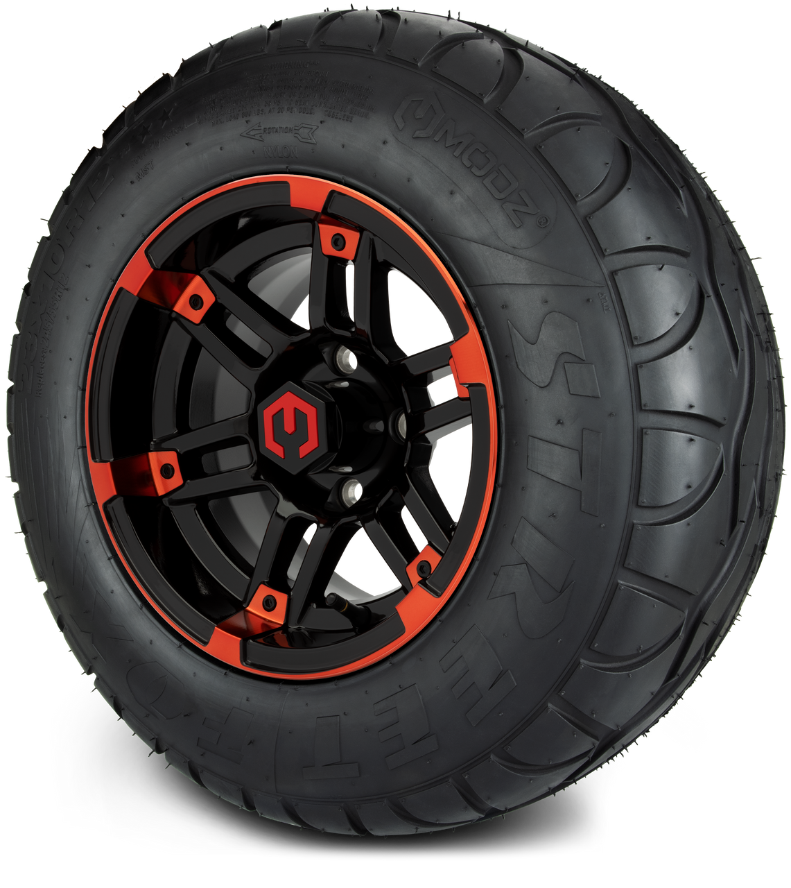 MODZ® 12" Aftershock Red and Black Wheels & Street Tires Combo