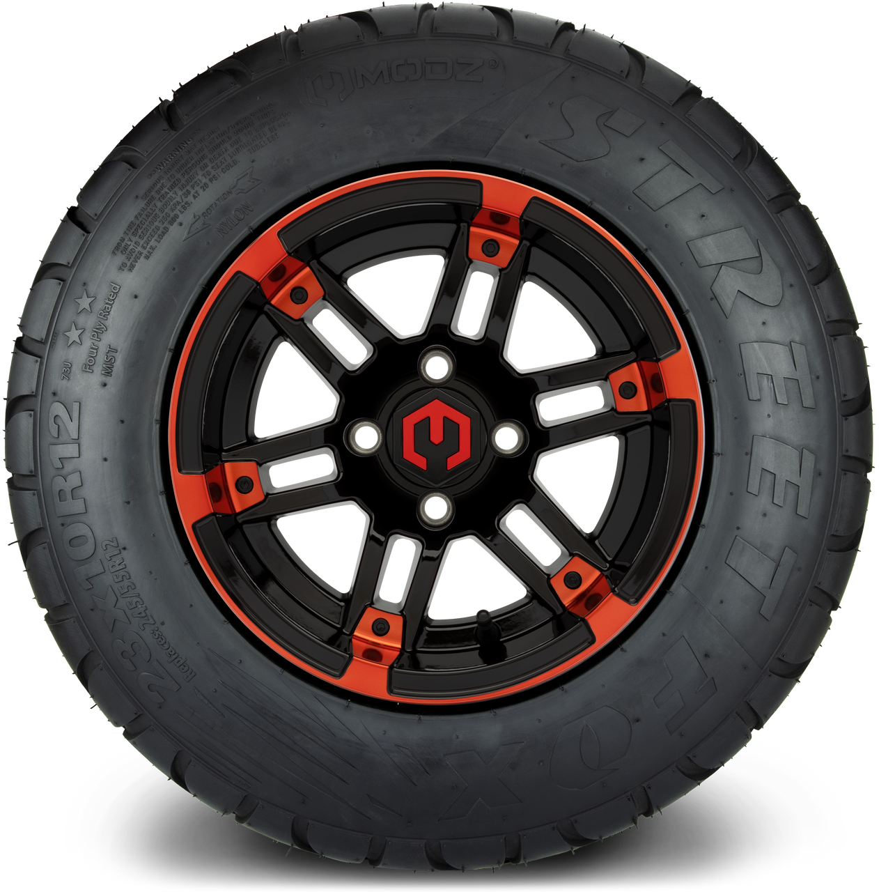 MODZ® 12" Aftershock Red and Black Wheels & Street Tires Combo