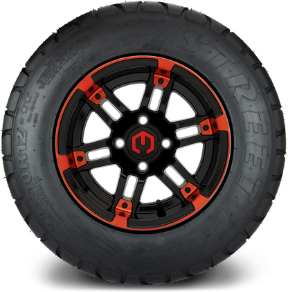 MODZ® 12" Aftershock Red and Black Wheels & Street Tires Combo