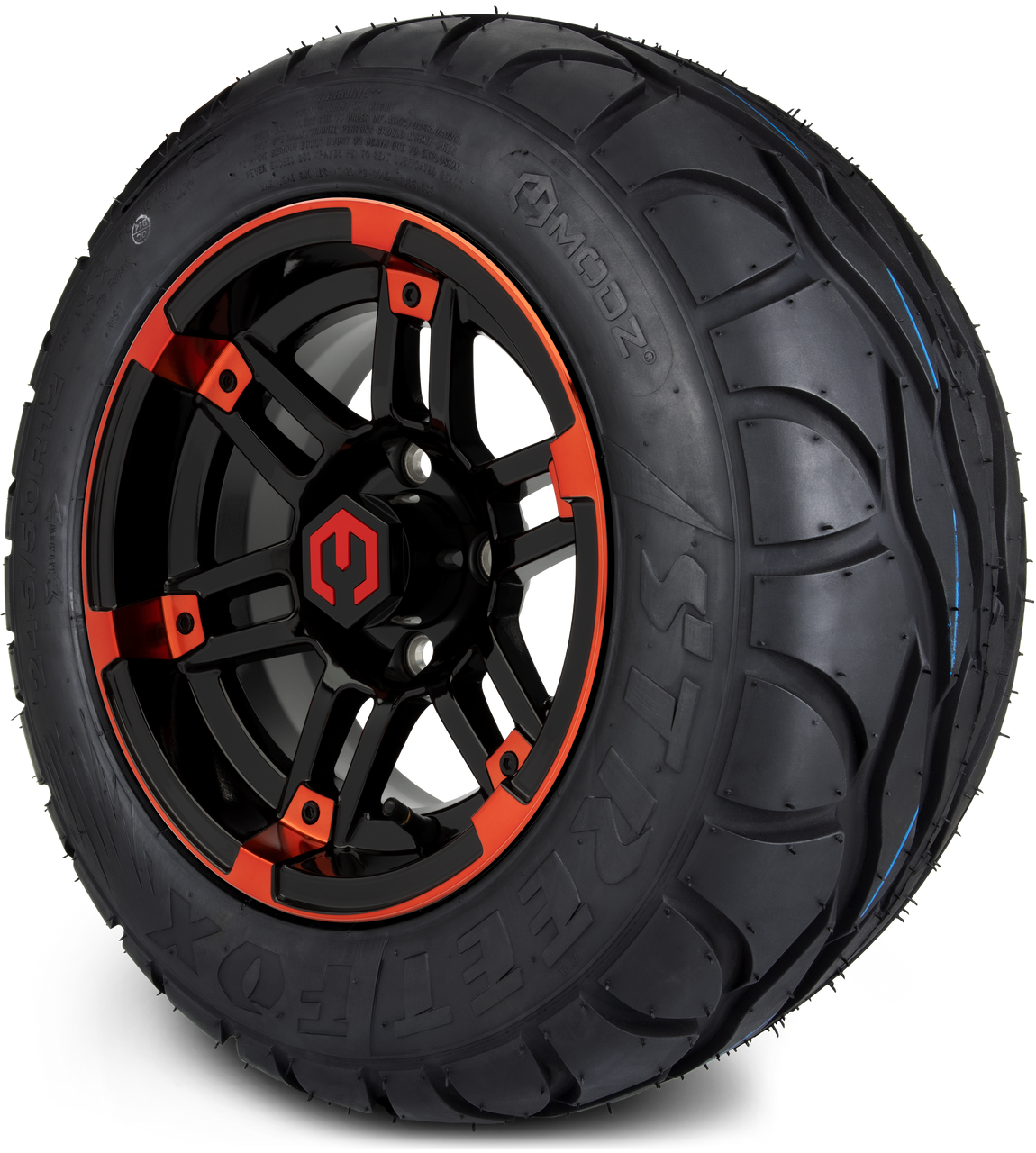 MODZ® 12" Aftershock Red and Black Wheels & Street Tires Combo
