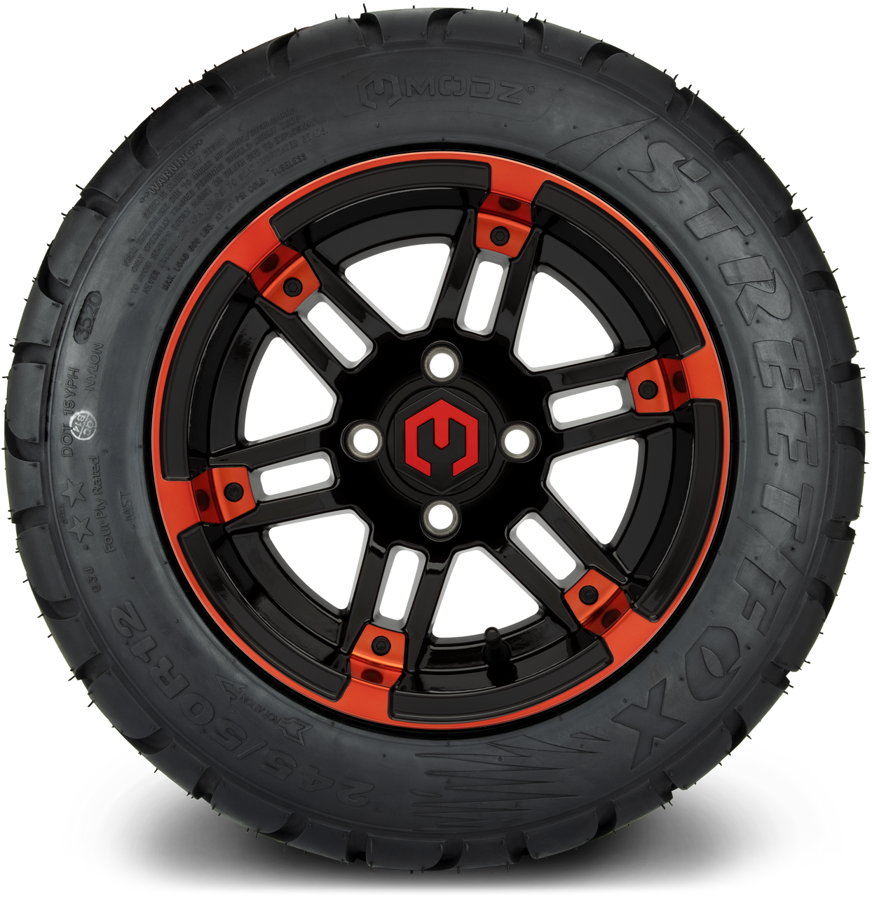 MODZ® 12" Aftershock Red and Black Wheels & Street Tires Combo