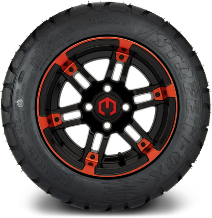 MODZ® 12" Aftershock Red and Black Wheels & Street Tires Combo