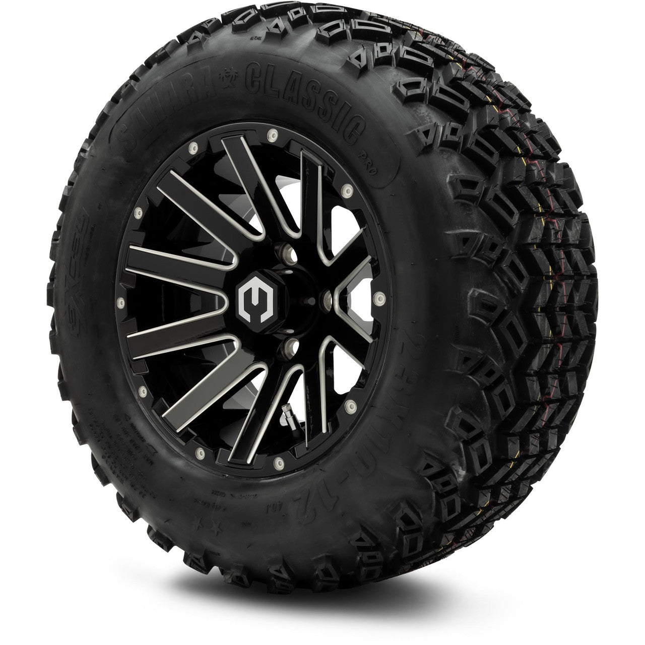 MODZ® 12" Mauler Glossy Black with Ball Mill Wheels & Off-Road Tires Combo