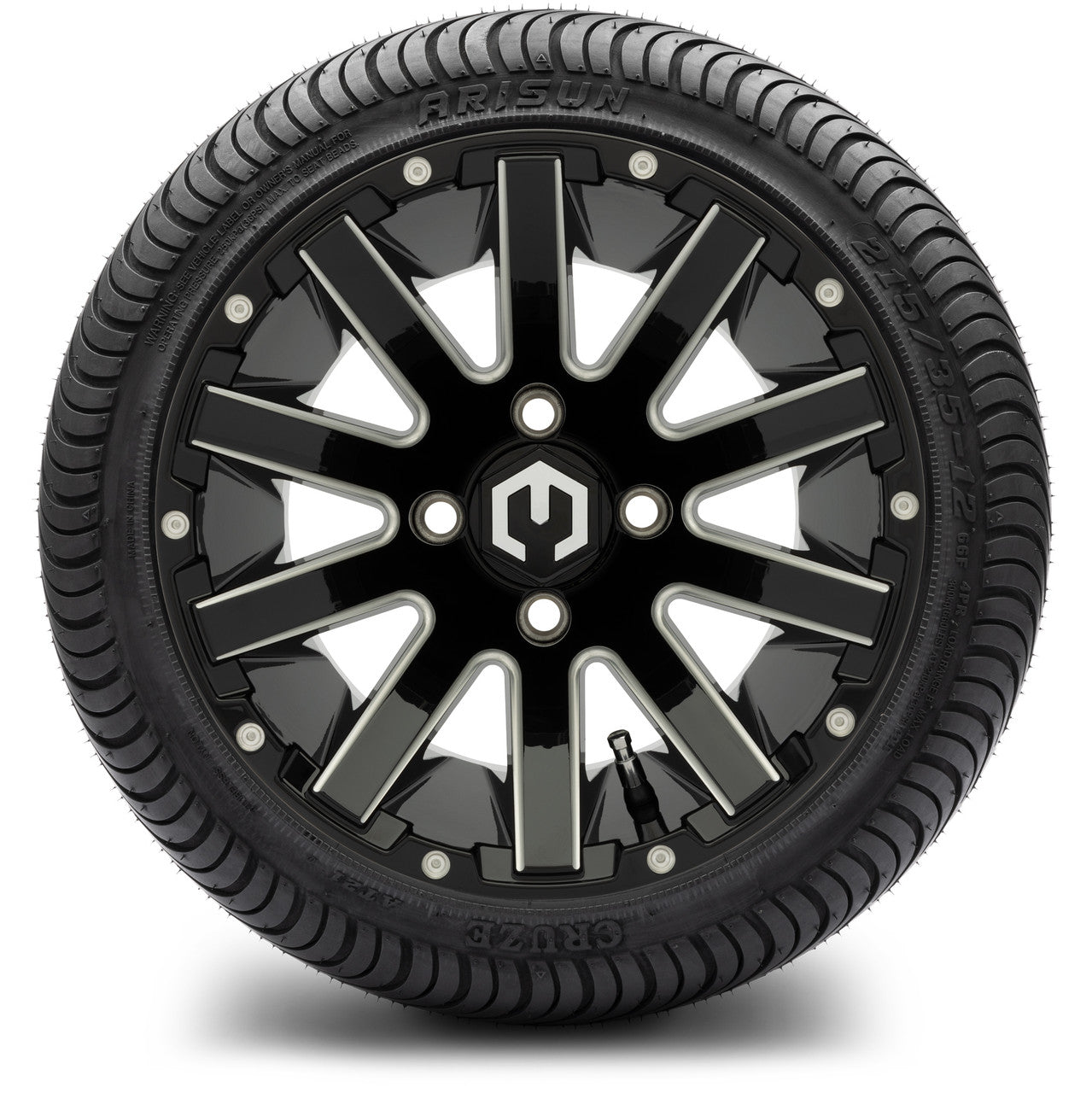 MODZ® 12" Mauler Glossy Black with Ball Mill Wheels & Street Tires Combo