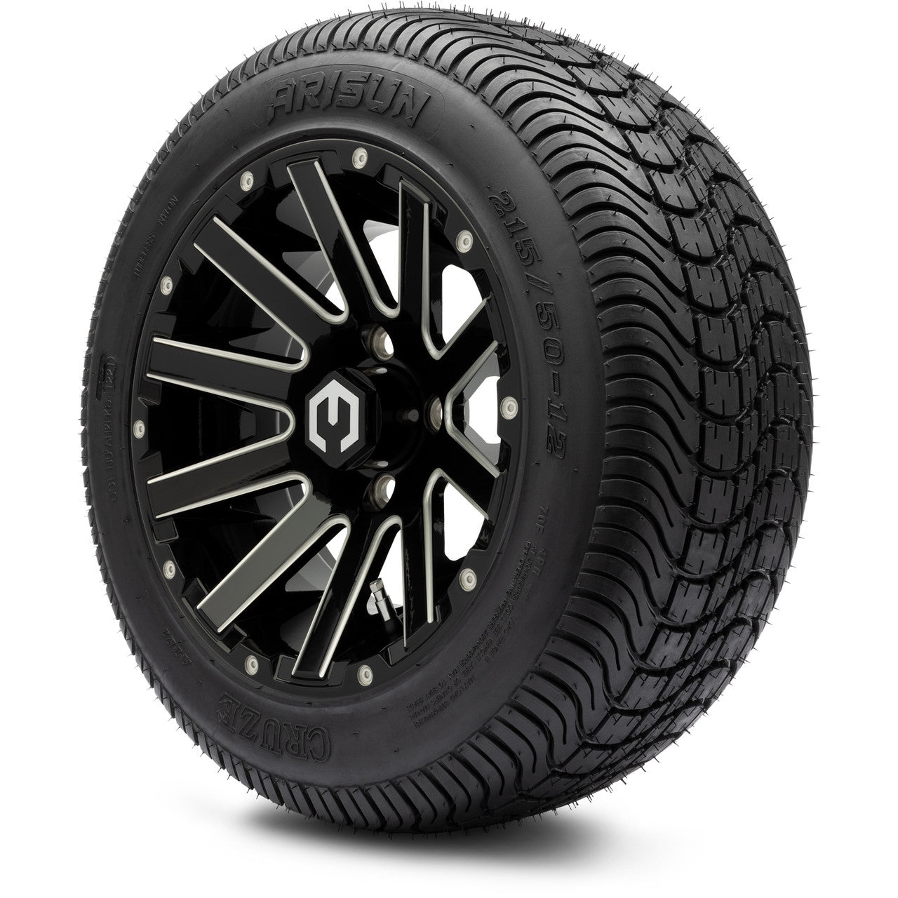 MODZ® 12" Mauler Glossy Black with Ball Mill Wheels & Street Tires Combo
