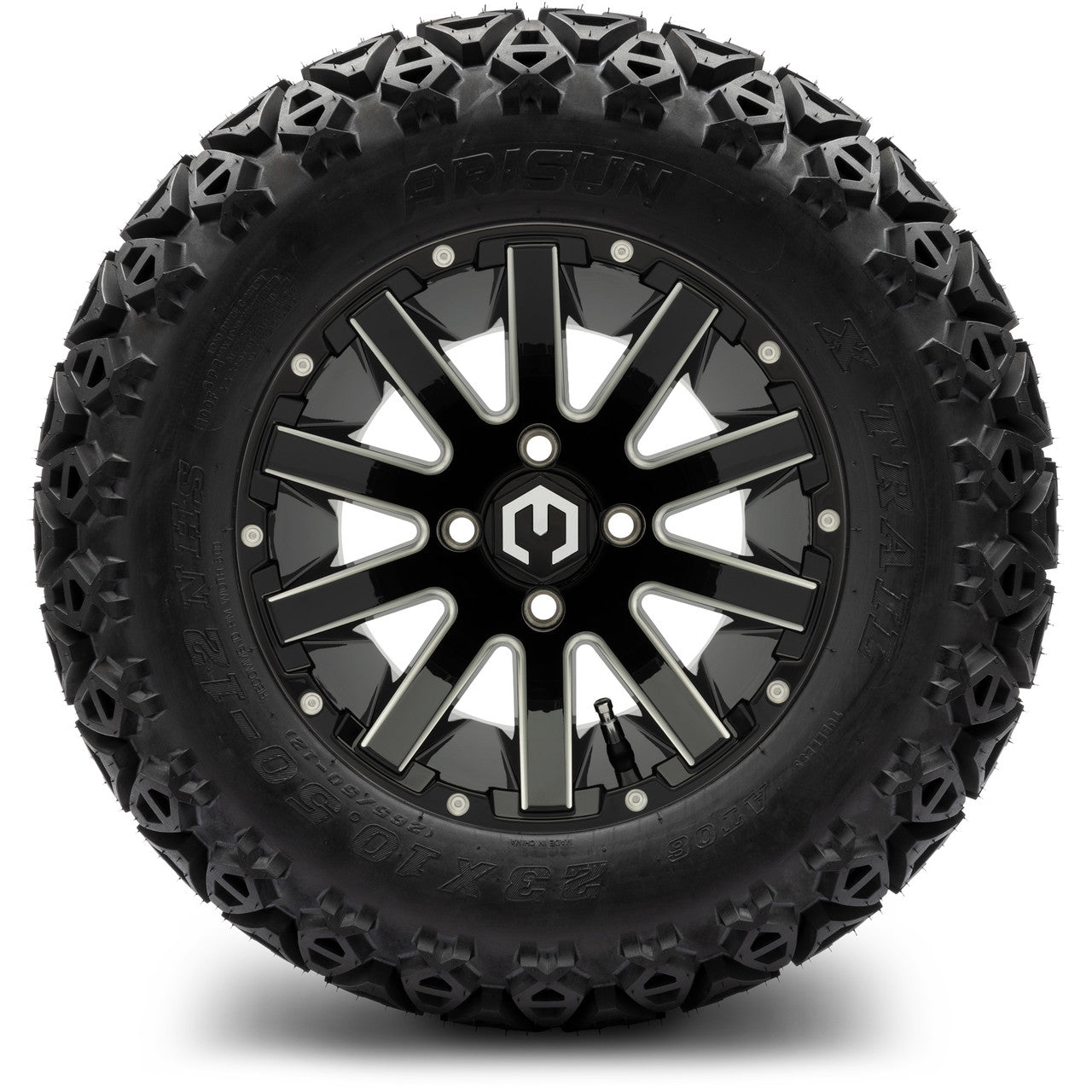 MODZ® 12" Mauler Glossy Black with Ball Mill Wheels & Off-Road Tires Combo
