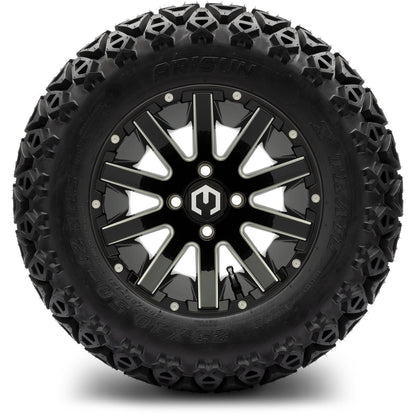 MODZ® 12" Mauler Glossy Black with Ball Mill Wheels & Off-Road Tires Combo