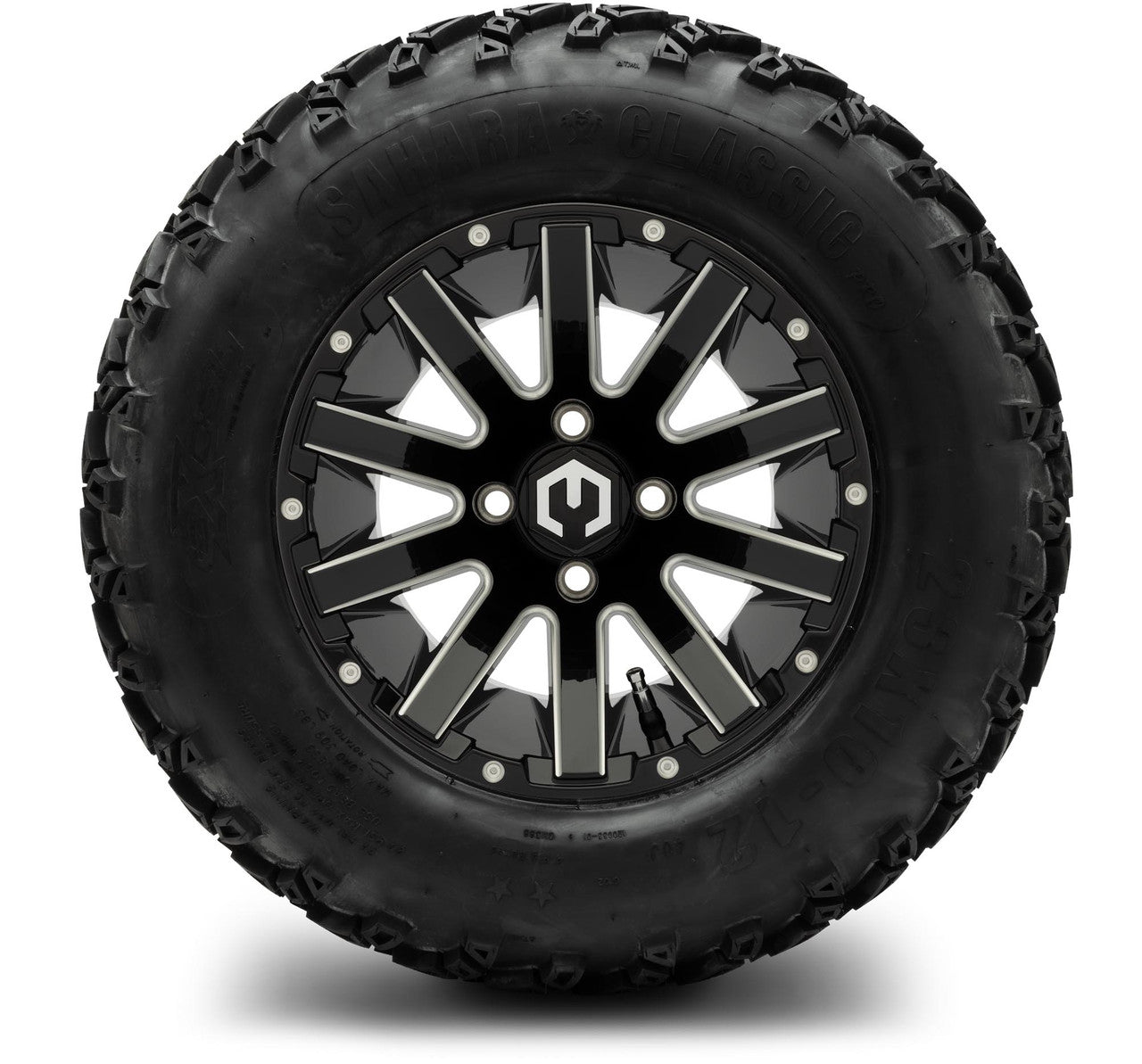 MODZ® 12" Mauler Glossy Black with Ball Mill Wheels & Off-Road Tires Combo