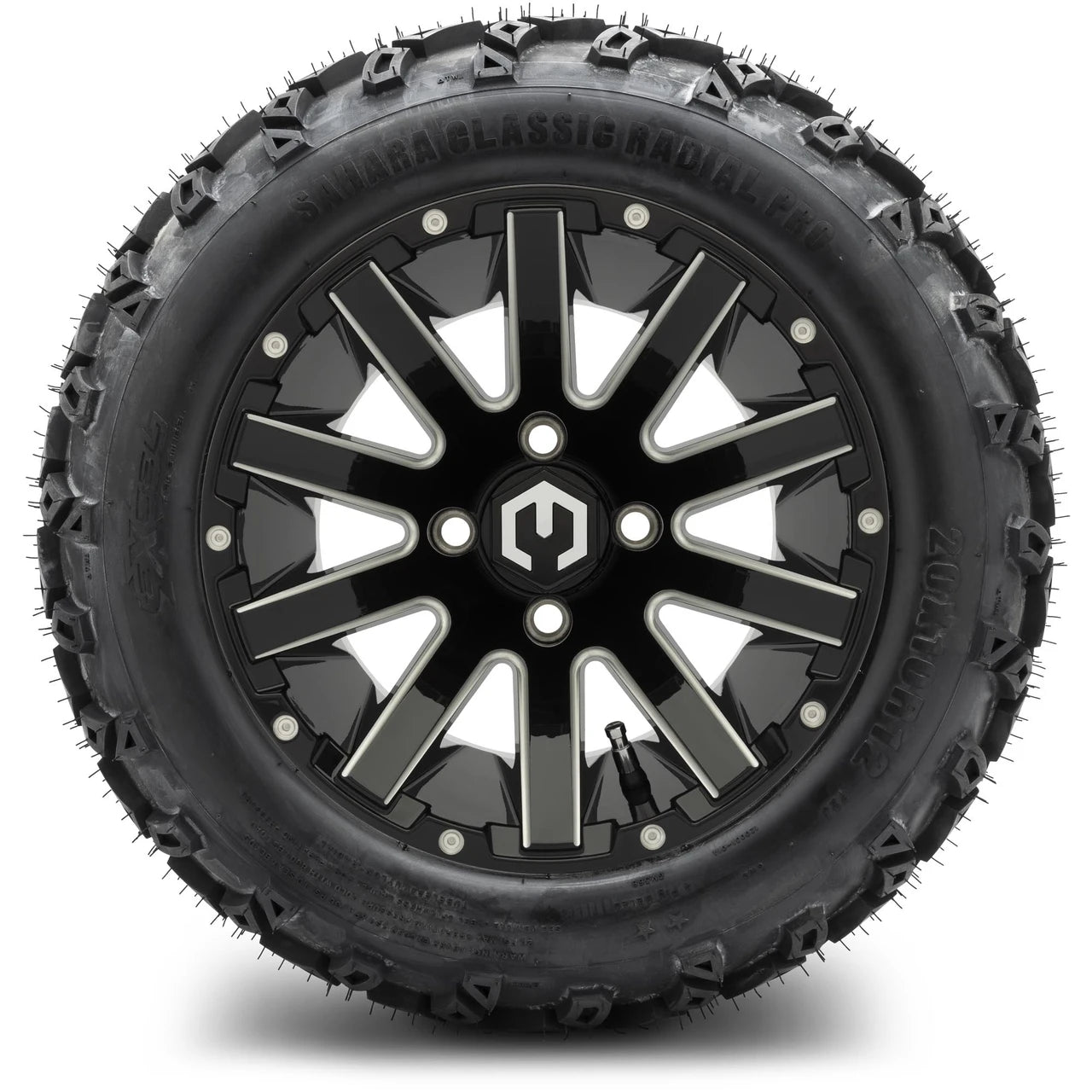 MODZ® 12" Mauler Glossy Black with Ball Mill Wheels & Off-Road Tires Combo