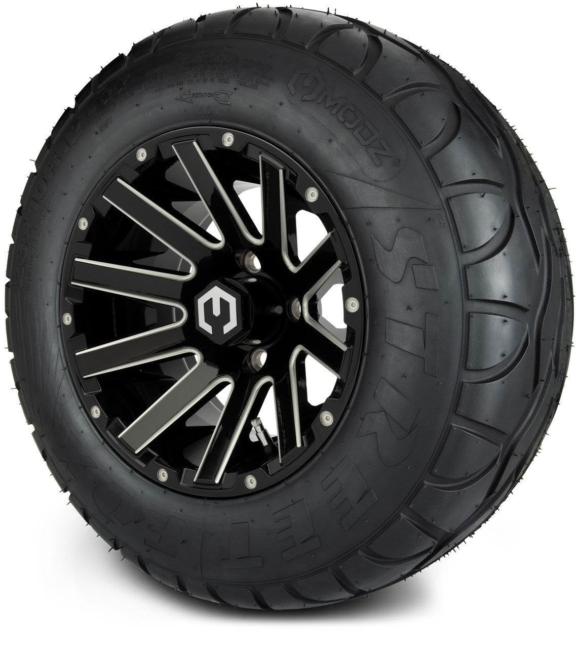 MODZ® 12" Mauler Glossy Black with Ball Mill Wheels & Street Tires Combo