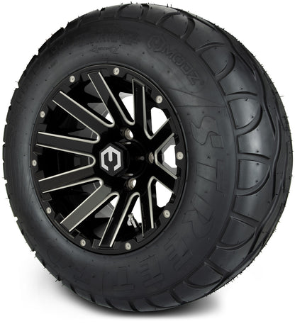 MODZ® 12" Mauler Glossy Black with Ball Mill Wheels & Street Tires Combo