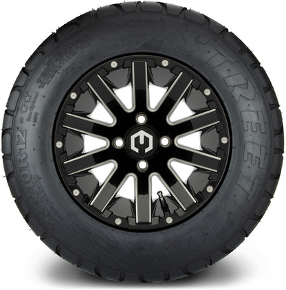 MODZ® 12" Mauler Glossy Black with Ball Mill Wheels & Street Tires Combo