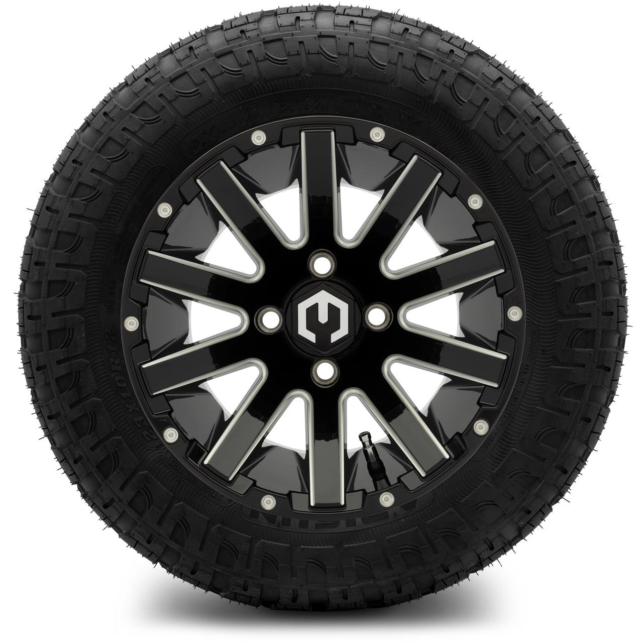 MODZ® 12" Mauler Glossy Black with Ball Mill Wheels & Off-Road Tires Combo