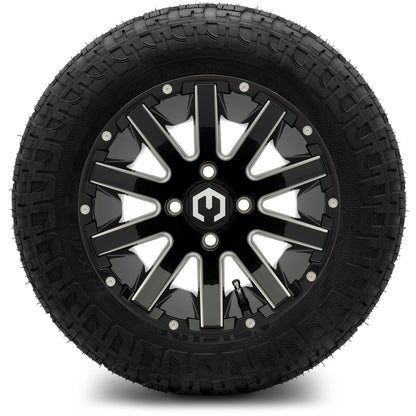 MODZ® 12" Mauler Glossy Black with Ball Mill Wheels & Off-Road Tires Combo