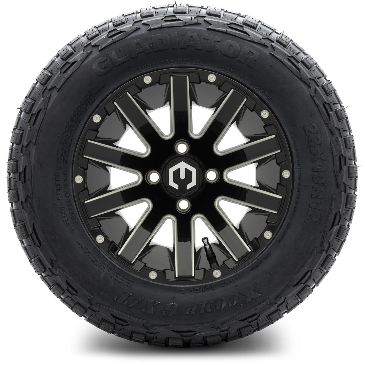 MODZ® 12" Mauler Glossy Black with Ball Mill Wheels & Off-Road Tires Combo