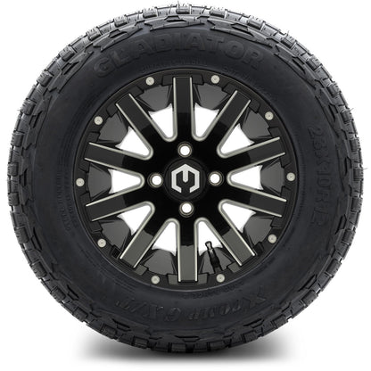 MODZ® 12" Mauler Glossy Black with Ball Mill Wheels & Off-Road Tires Combo