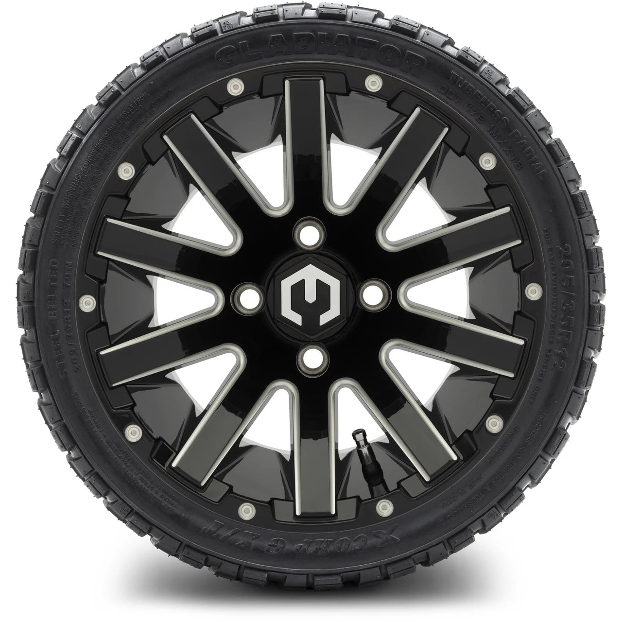 MODZ® 12" Mauler Glossy Black with Ball Mill Wheels & Off-Road Tires Combo