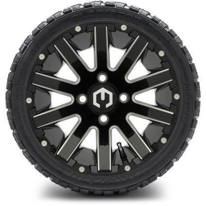 MODZ® 12" Mauler Glossy Black with Ball Mill Wheels & Off-Road Tires Combo