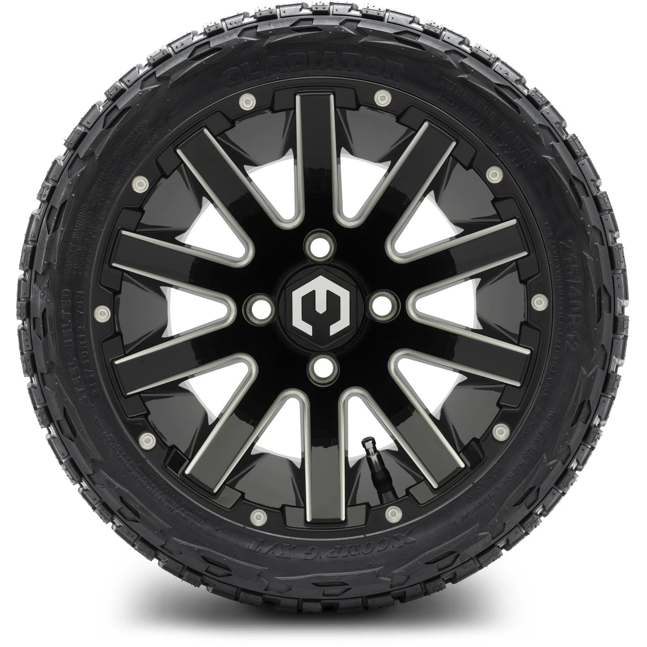 MODZ® 12" Mauler Glossy Black with Ball Mill Wheels & Off-Road Tires Combo
