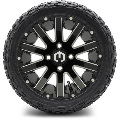MODZ® 12" Mauler Glossy Black with Ball Mill Wheels & Off-Road Tires Combo