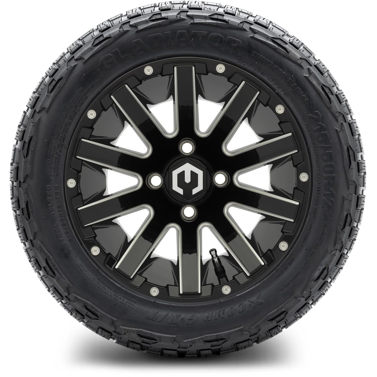 MODZ® 12" Mauler Glossy Black with Ball Mill Wheels & Off-Road Tires Combo