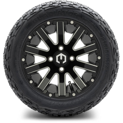 MODZ® 12" Mauler Glossy Black with Ball Mill Wheels & Off-Road Tires Combo