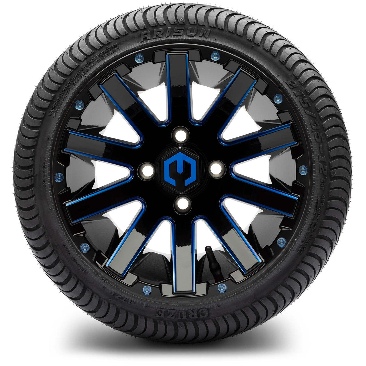 MODZ® 12" Mauler Glossy Black and Blue with Ball Mill Wheels & Street Tires Combo