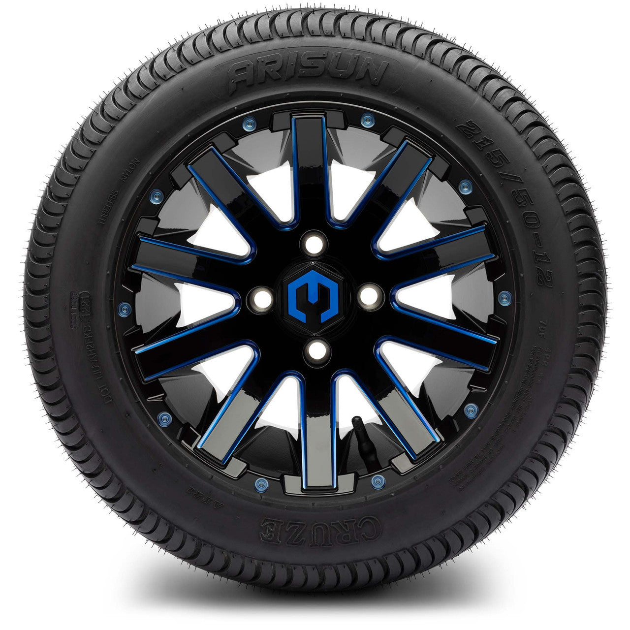 MODZ® 12" Mauler Glossy Black and Blue with Ball Mill Wheels & Street Tires Combo