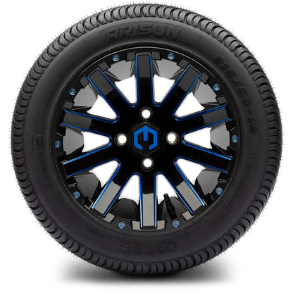 MODZ® 12" Mauler Glossy Black and Blue with Ball Mill Wheels & Street Tires Combo
