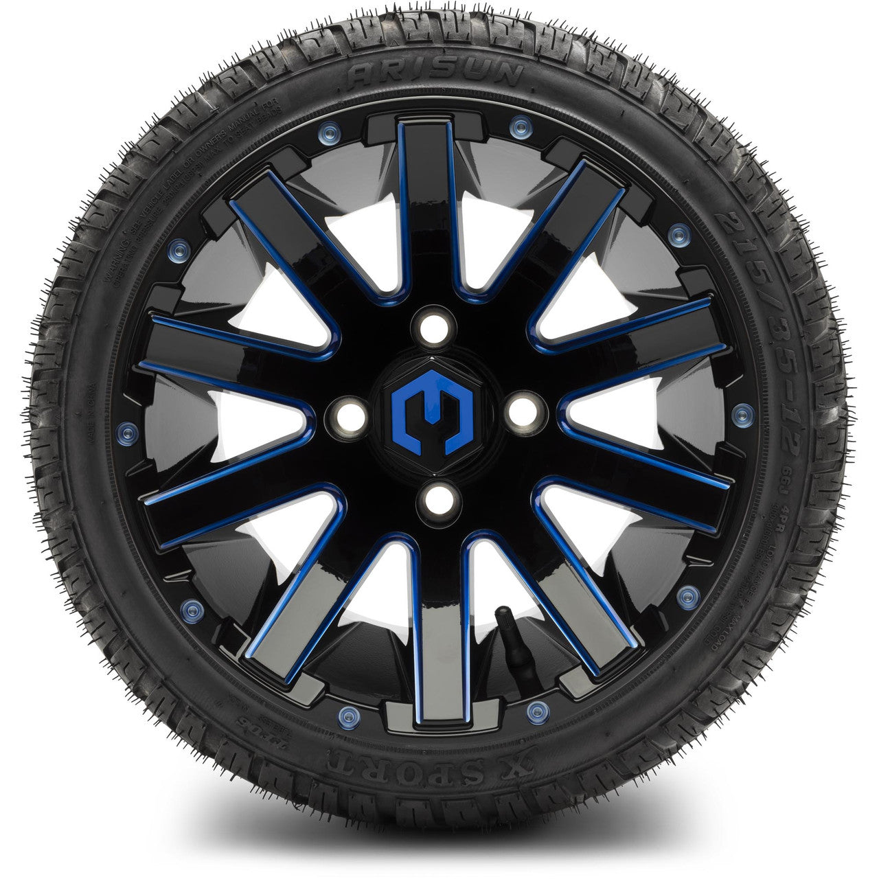 MODZ® 12" Mauler Glossy Black and Blue with Ball Mill Wheels & Street Tires Combo