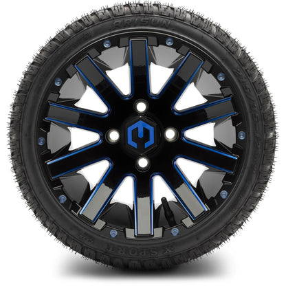 MODZ® 12" Mauler Glossy Black and Blue with Ball Mill Wheels & Street Tires Combo