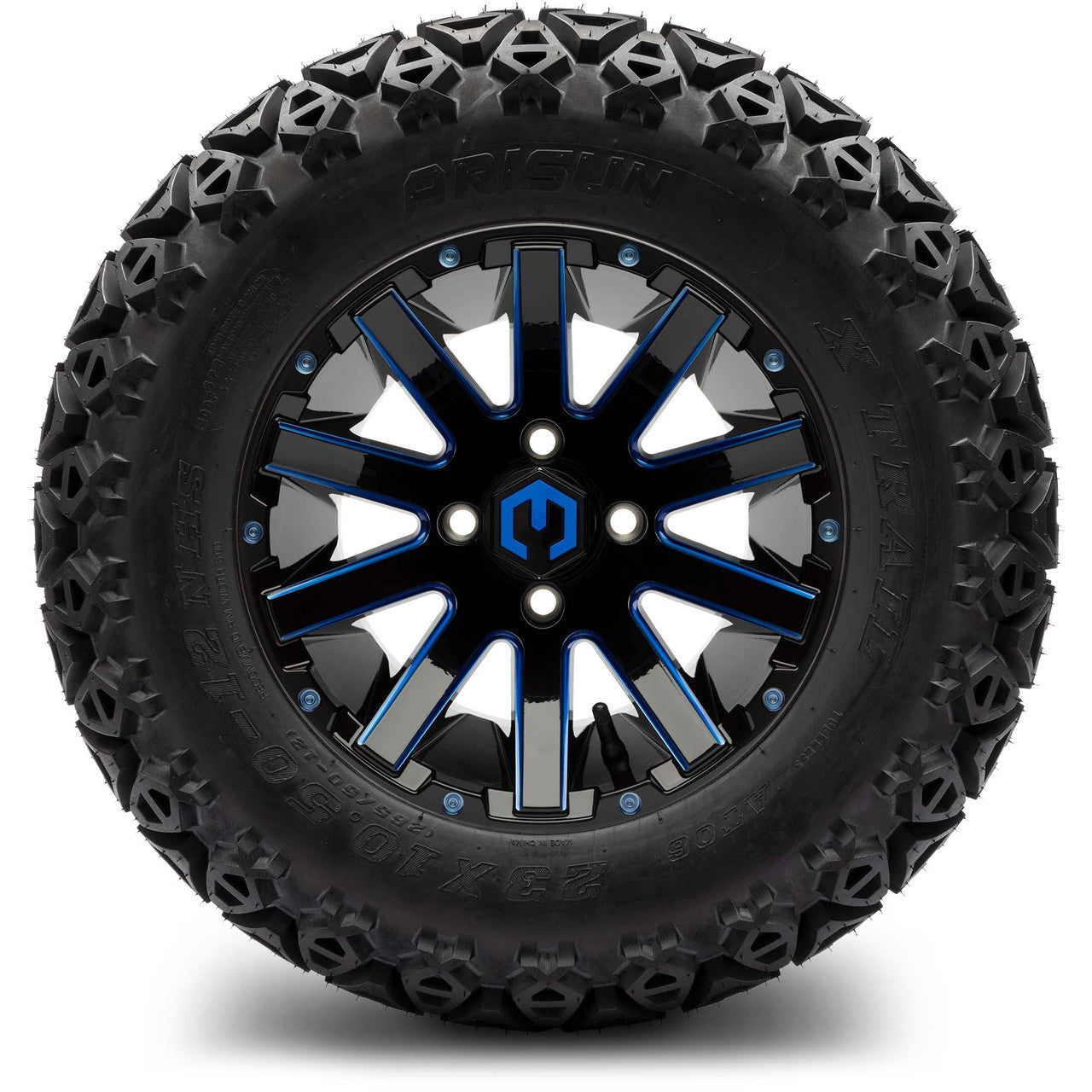 MODZ® 12" Mauler Blue and Black with Ball Mill Wheels & Off-Road Tires Combo