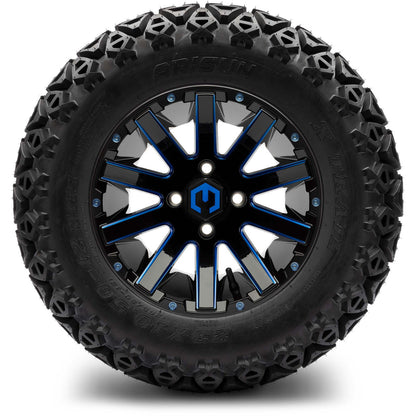 MODZ® 12" Mauler Blue and Black with Ball Mill Wheels & Off-Road Tires Combo