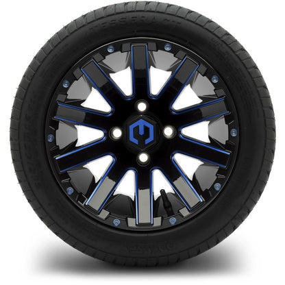 MODZ® 12" Mauler Glossy Black and Blue with Ball Mill Wheels & Street Tires Combo