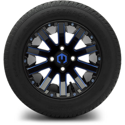 MODZ® 12" Mauler Glossy Black and Blue with Ball Mill Wheels & Street Tires Combo