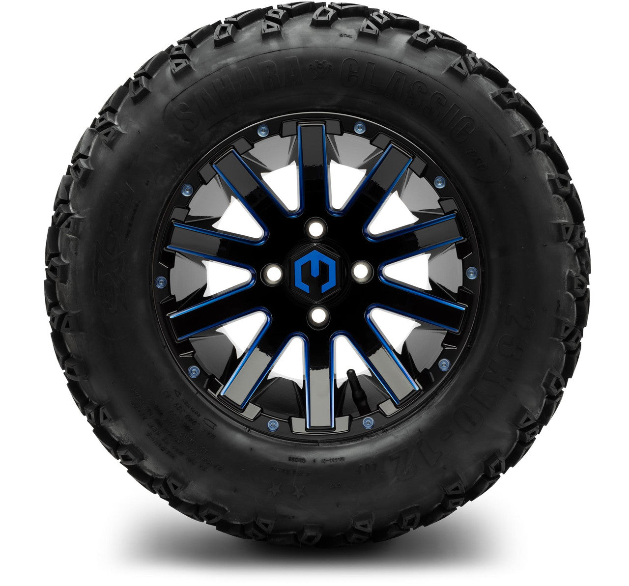 MODZ® 12" Mauler Blue and Black with Ball Mill Wheels & Off-Road Tires Combo
