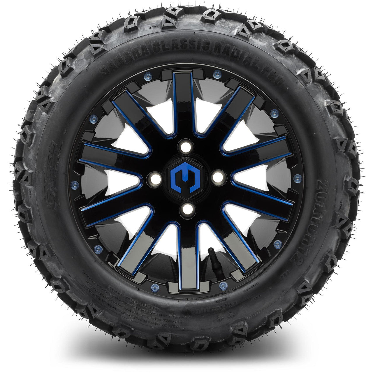 MODZ® 12" Mauler Blue and Black with Ball Mill Wheels & Off-Road Tires Combo