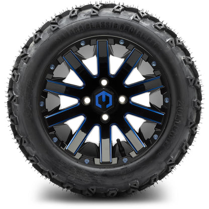 MODZ® 12" Mauler Blue and Black with Ball Mill Wheels & Off-Road Tires Combo