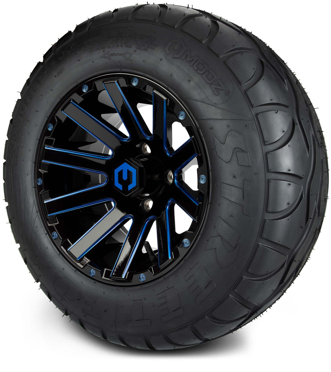 MODZ® 12" Mauler Glossy Black and Blue with Ball Mill Wheels & Street Tires Combo