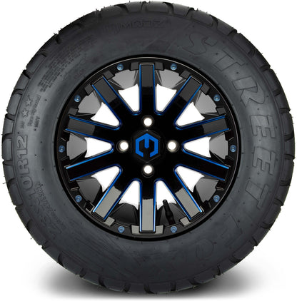 MODZ® 12" Mauler Glossy Black and Blue with Ball Mill Wheels & Street Tires Combo