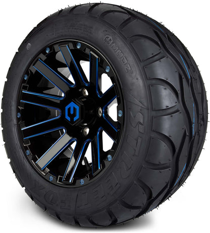MODZ® 12" Mauler Glossy Black and Blue with Ball Mill Wheels & Street Tires Combo