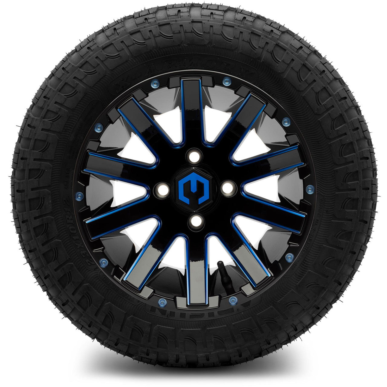 MODZ® 12" Mauler Blue and Black with Ball Mill Wheels & Off-Road Tires Combo