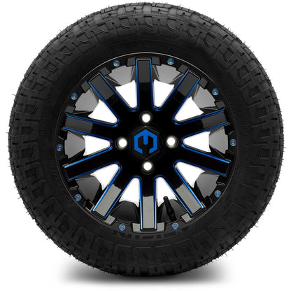 MODZ® 12" Mauler Blue and Black with Ball Mill Wheels & Off-Road Tires Combo