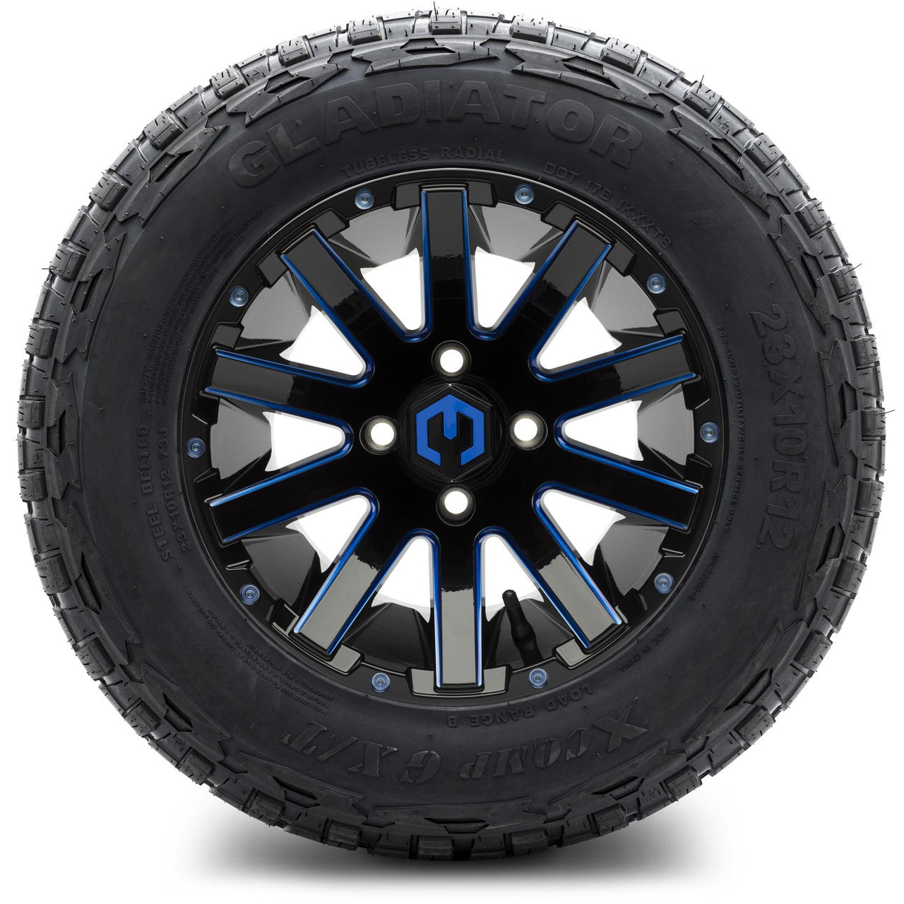 MODZ® 12" Mauler Blue and Black with Ball Mill Wheels & Off-Road Tires Combo