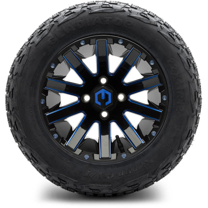 MODZ® 12" Mauler Blue and Black with Ball Mill Wheels & Off-Road Tires Combo